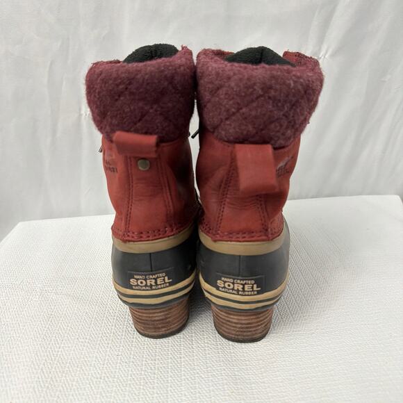 Sorel Boots Womens Size 7 Slimpack Lace II Red Leather Winter Snow Duck - Picture 7 of 10